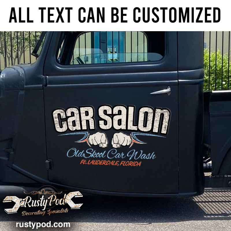 personalized old school car wash sticker 11005